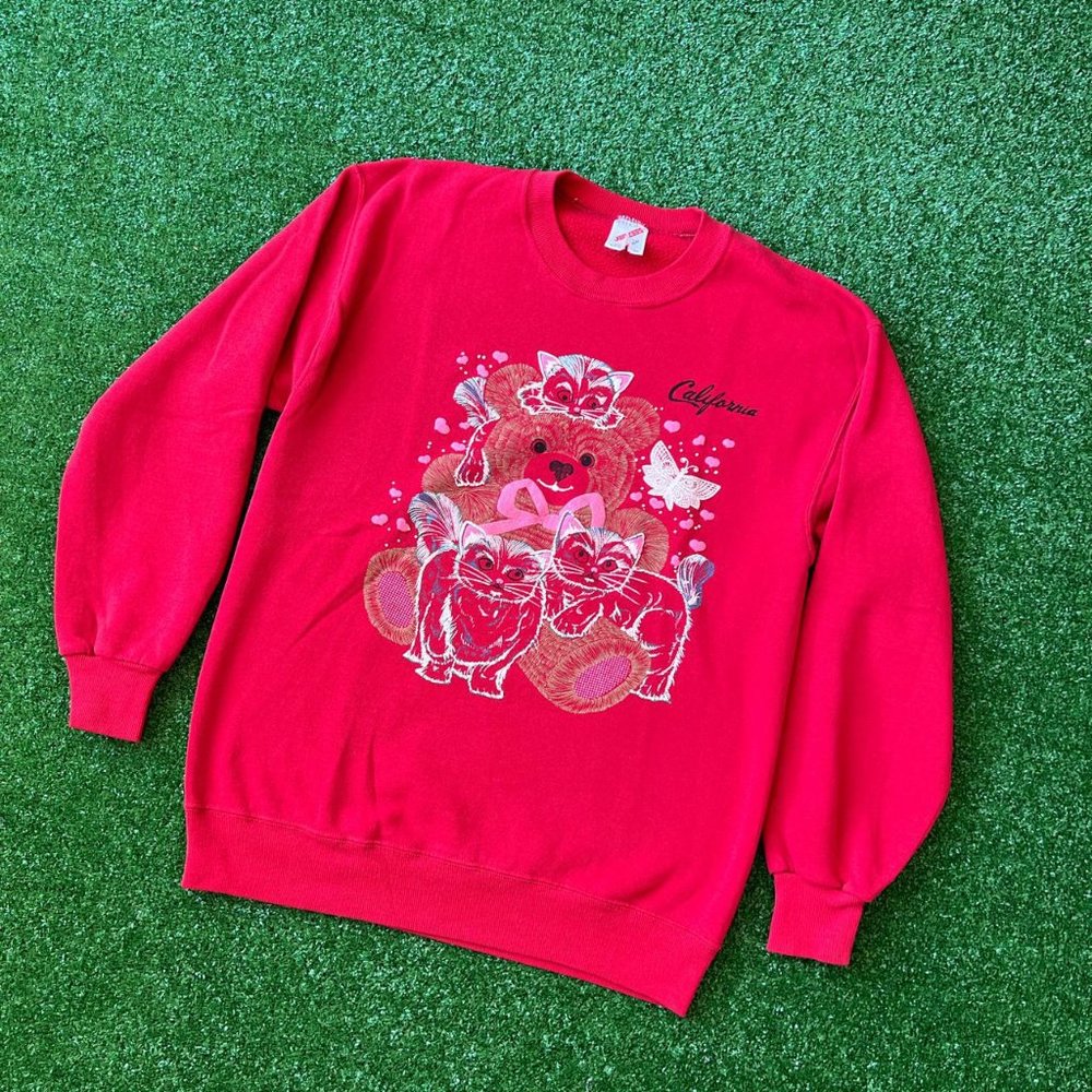 CAT CALIFORNIA PRINT 90S VINTAGE FLEECE SWEATSHIRT - Picture 3 of 6